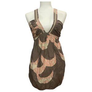 $188 Anthropology Harkham Brown Silk Mini Dress Tunic Medium NWT